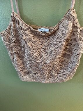 iris Lace Overlay Camisole in Nude Beige